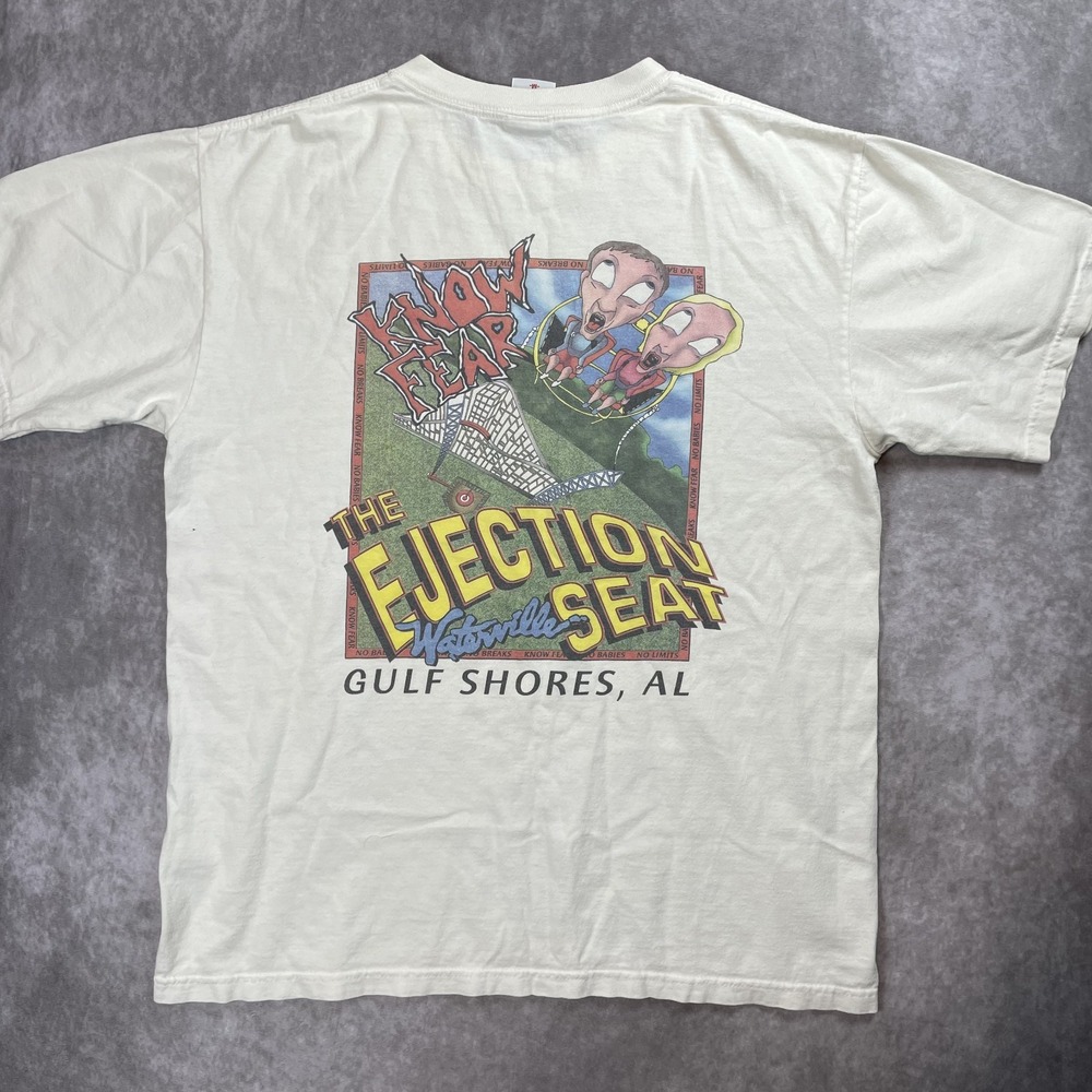 VINTAGE 90s No Fear T-Shirt "The Ejection Seat"‎ Amusement Park Alabama Size M